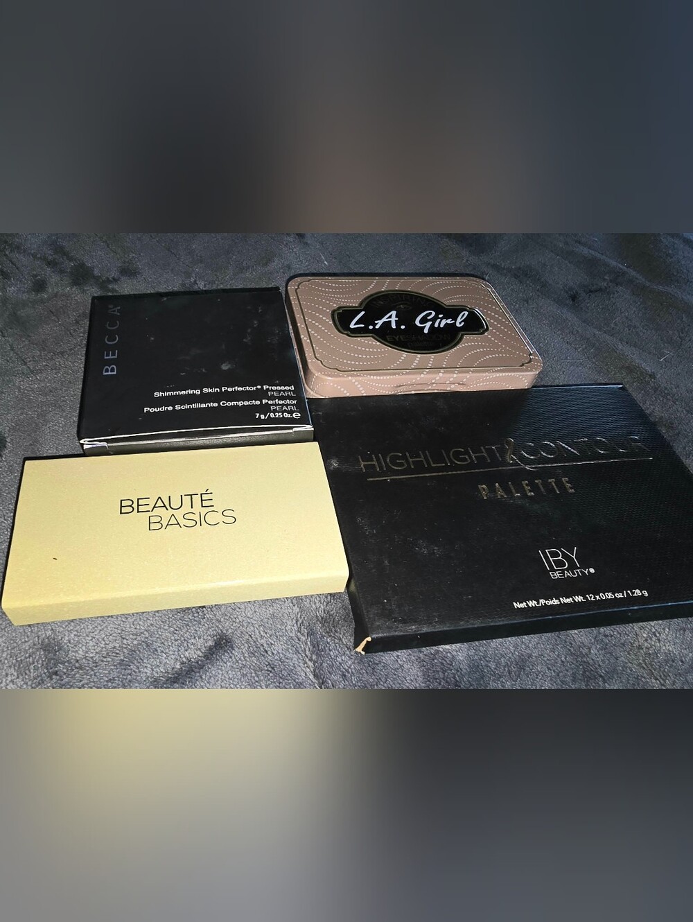 New Makeup Bundle Lot Discontinued BECCA Pearl Highlighter, IBY Contour, LA Girl